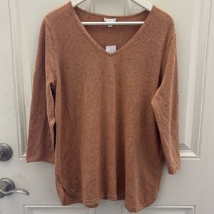 NWT J. Jill V-Neck Cotton Blend Sweater L
